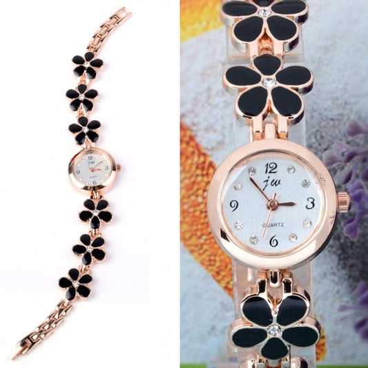 Women's Daisies Flower Rose Gold Bracelet Wrist Watch Quartz