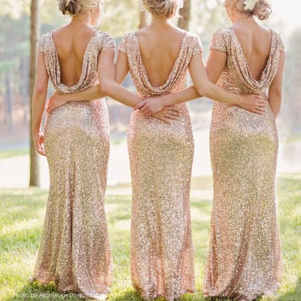 Clearance High Quality Shinning Backless Sequined Long Party Bridesmaid Dress