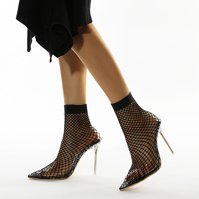 Lace Mesh Sexy Personalized Transparent High-Heeled Shoes