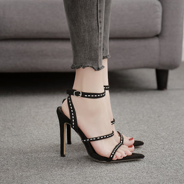 Versatile and sexy slim heel Rhinestone High Heel Sandals