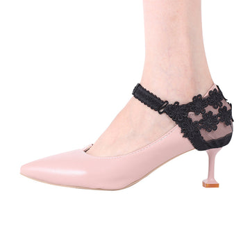 High heeled shoes anti falling artifact sexy fashion lace flower heel cover fixed shoes no heel strap