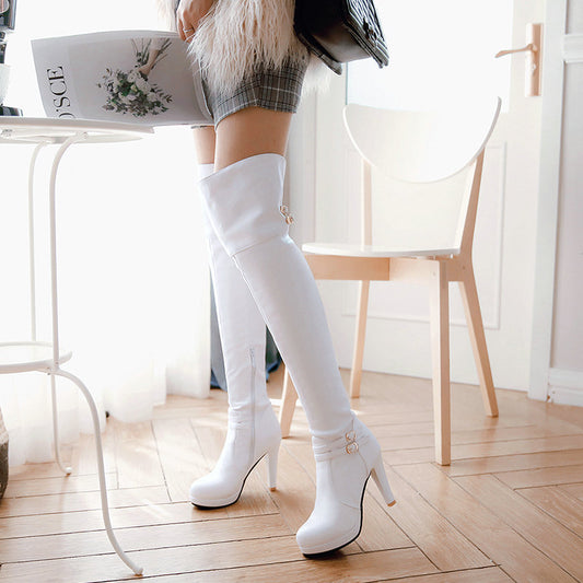Autumn And Winter High Heeled Knight Boots Thick heeled Knee Boots