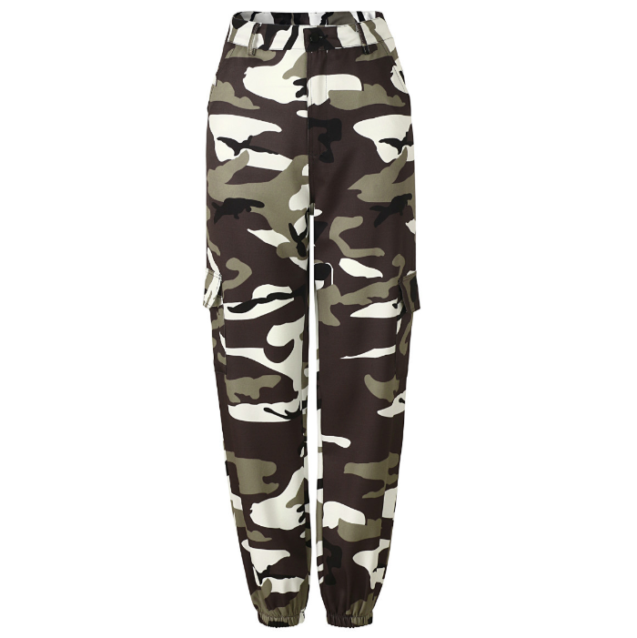 High Waist Camouflage Plus Size Elastic Ankle Pants