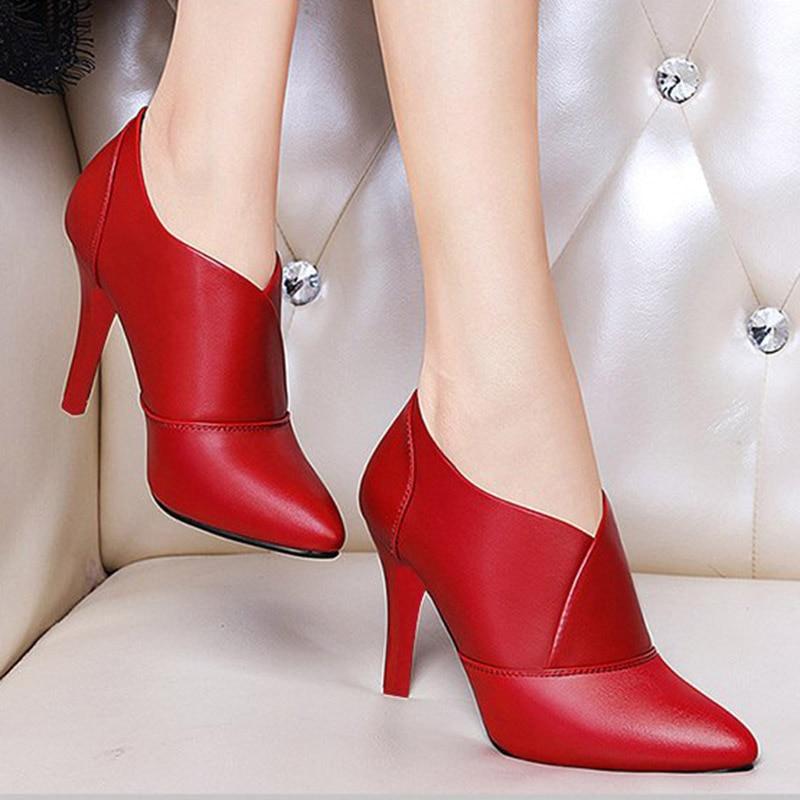 Leather Pointed Toe Ankle Boots