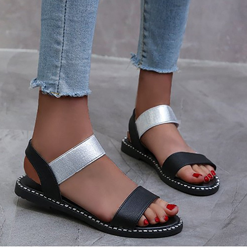 Elastic Band Flats鑱絆pen Toe Sandals