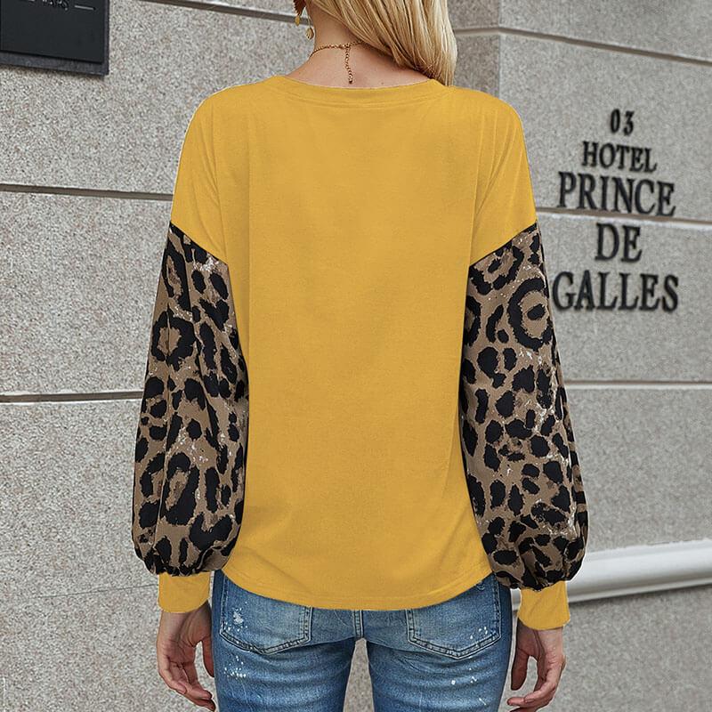 Leopard Sleeve Patchwork Top