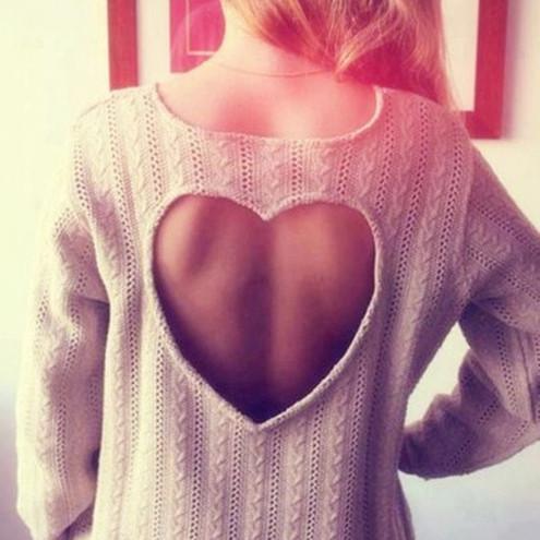 Sweet Heart Hollow Out Knitting Sweater