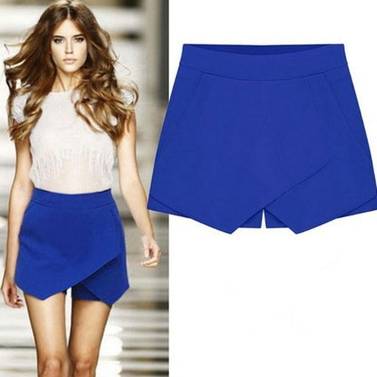 Cross Over High Waist Pure Color Shorts