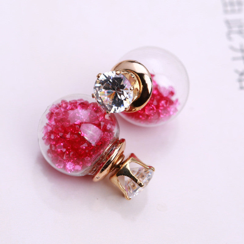 Color Quicksand Zircon Crystal Ball Earring