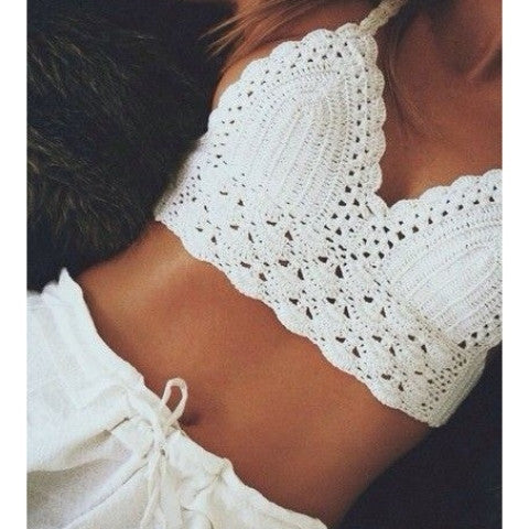 Sexy Hand-woven Crochet Bikini Crop Top