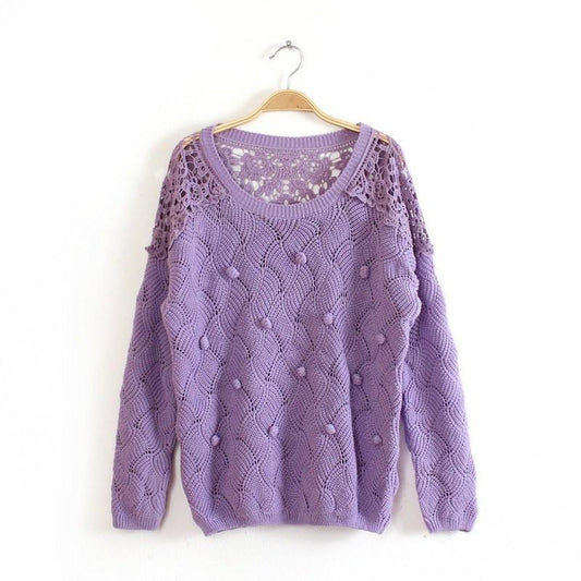 Lace Crochet Hollow Out Pullover Sweater