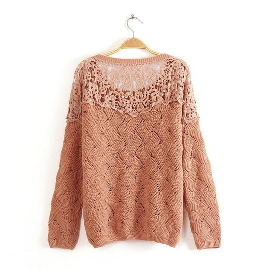 Lace Crochet Hollow Out Pullover Sweater