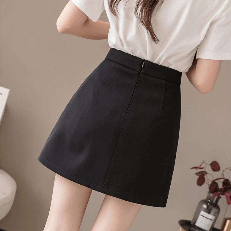 Fashion Plain Zipper Bodycon High Waist Mini Skirts