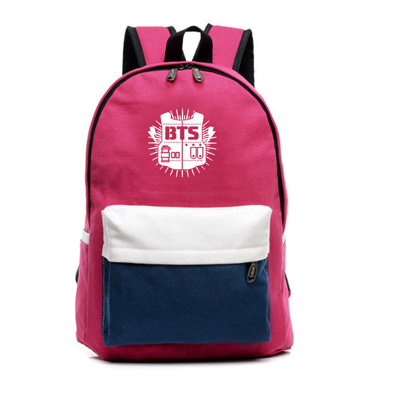 Contrast Color Canvas Letter Print School Backpack - Meet Yours Fashion - 3