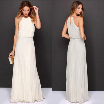 Clearance Formal Bear Shoulder Pleated Long Chiffon Maxi Party Prom Dress