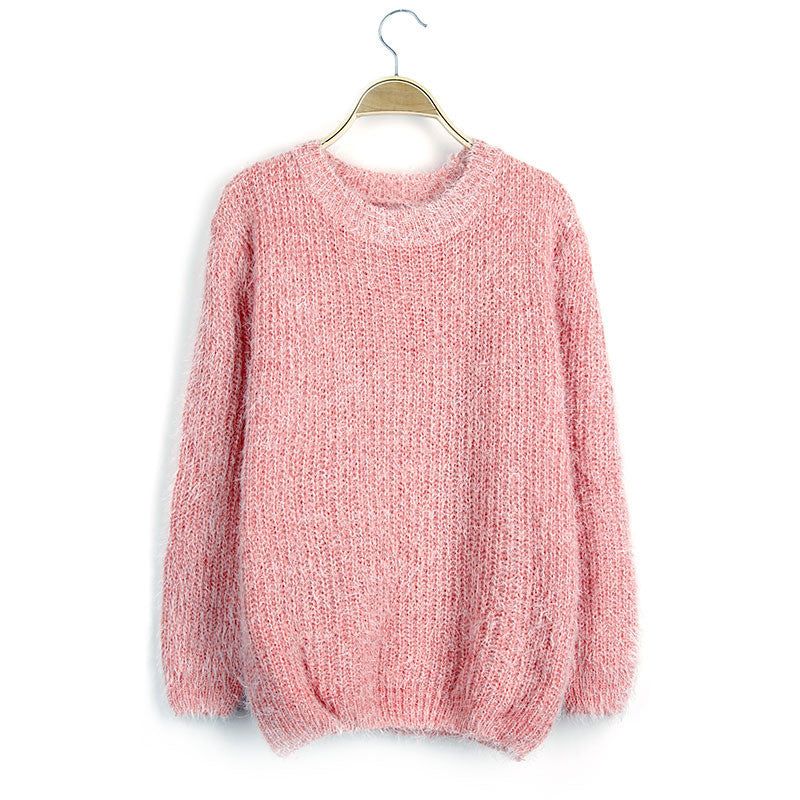 Scoop Solid Mohair Pullover Short Loose Sweater - Meet Yours Fashion - 4