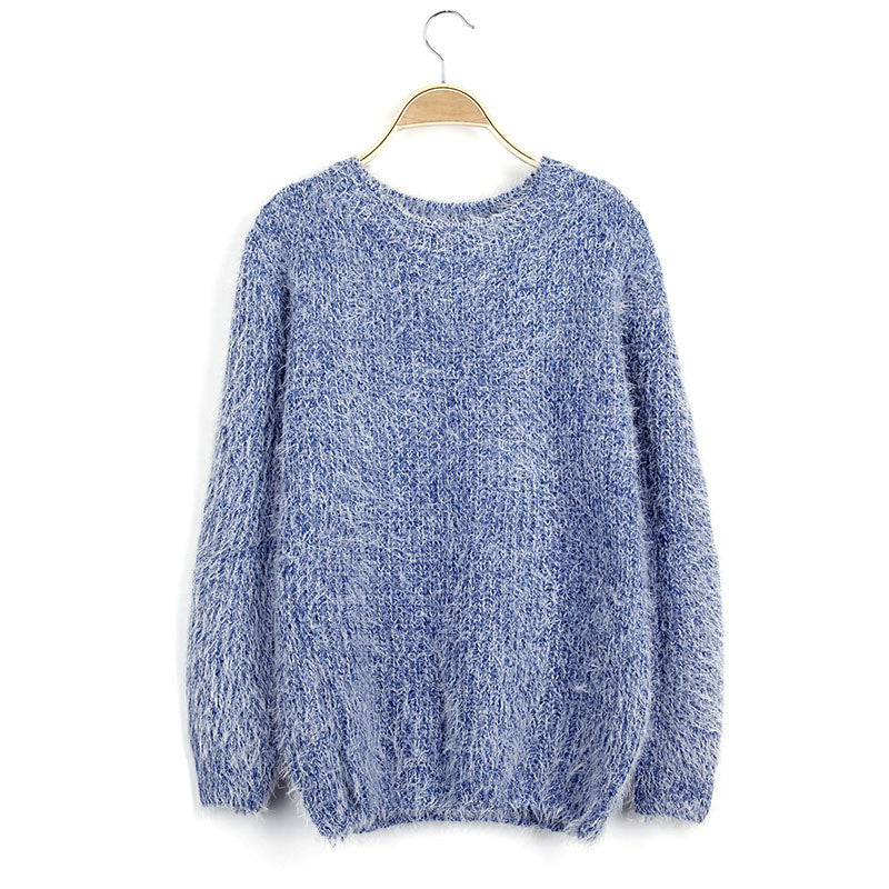 Scoop Solid Mohair Pullover Short Loose Sweater - Meet Yours Fashion - 3