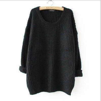 Long Pullover Loose Solid Color Knit Sweater - Meet Yours Fashion - 3