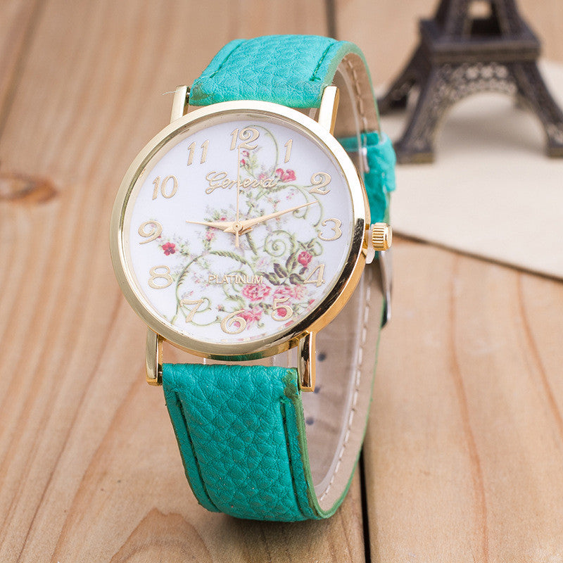 Korea Style Floral Print Watch