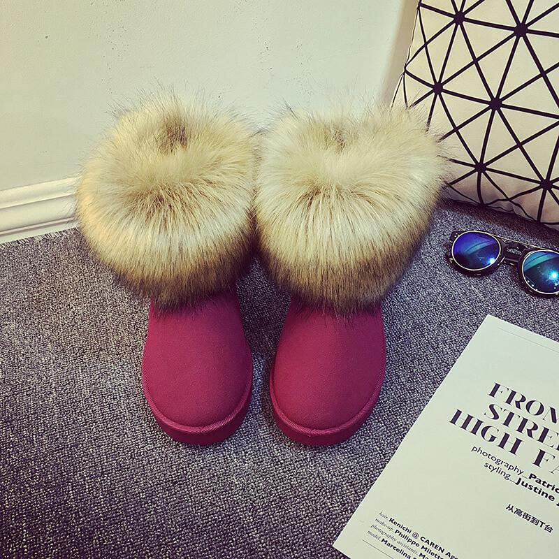 Fur Snow Round Toe Suede Boots