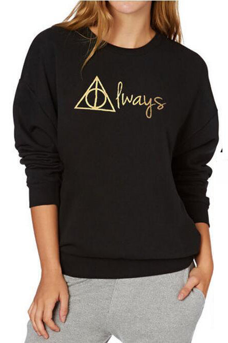Back and Front Letter Print Loose Sweatshirt