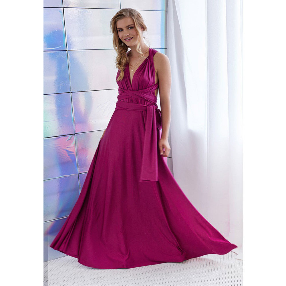 Back Cross V-neck Bandage Floor Length Prom Dress - Meet Yours Fashion - 11
