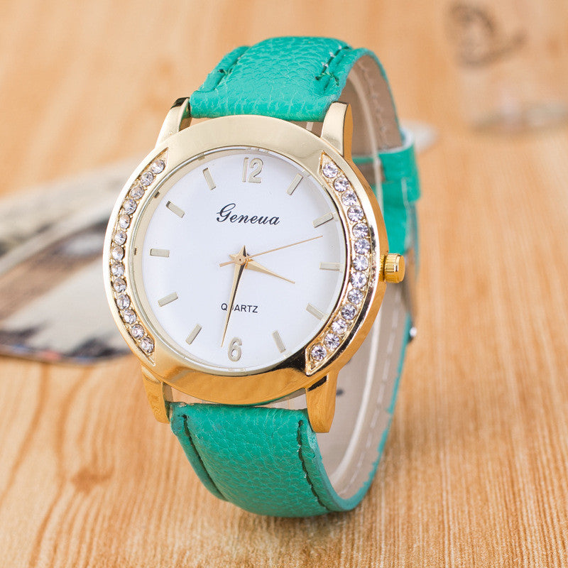 Classic Crystal Leather Watch