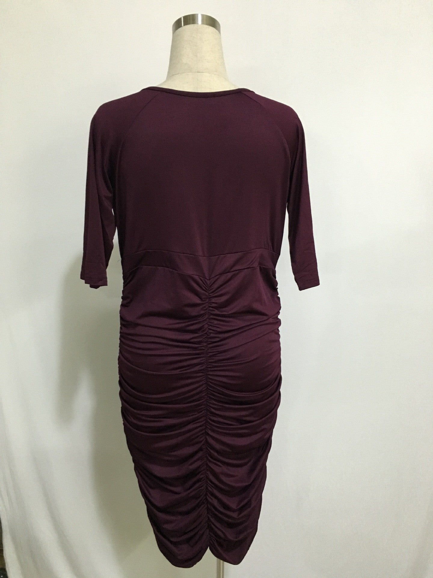 Plus Size Pure Color Drape Wrap Knee-length Dress