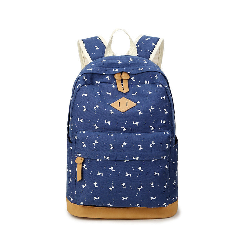 Giraffe Print Simple Fashion Canvas School Backpack - Meet Yours Fashion - 2