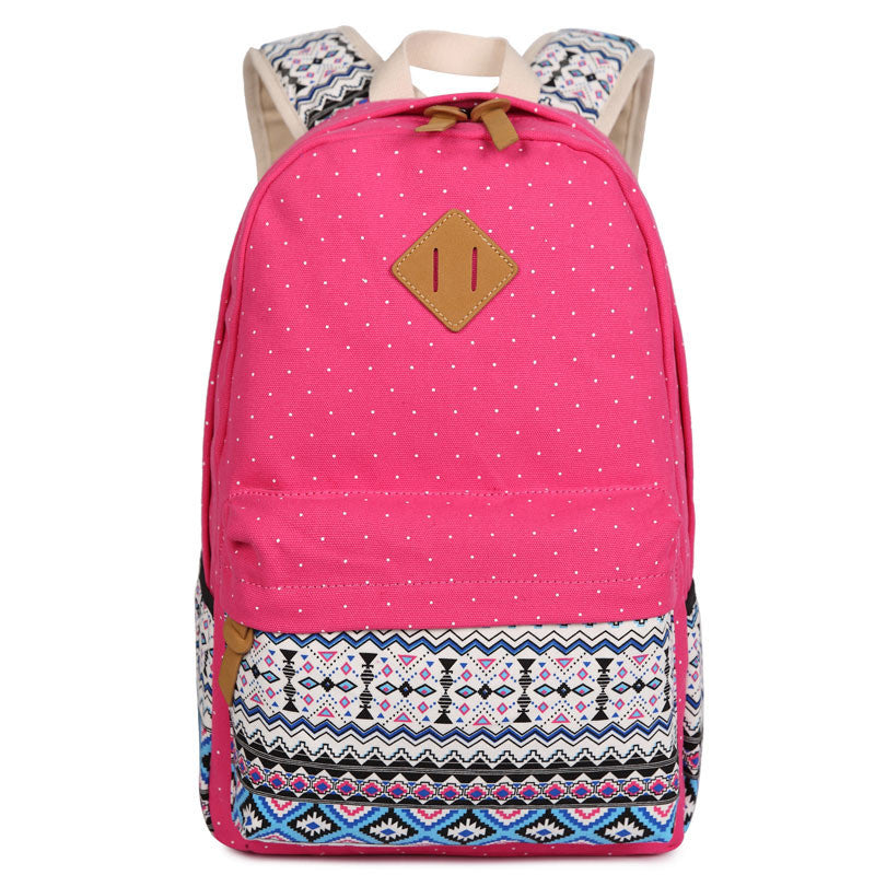 Polka Dot Floral Print Classic Backpack School Travel Bag - Meet Yours Fashion - 6