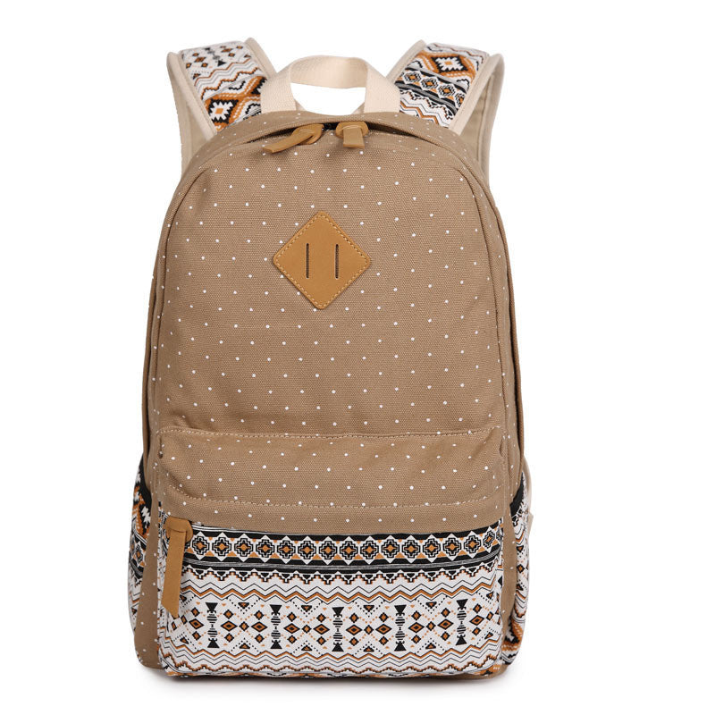 Polka Dot Floral Print Classic Backpack School Travel Bag - Meet Yours Fashion - 4