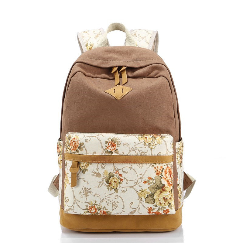 Floral Splicing Casual School Backpack Travel Bag - Meet Yours Fashion - 2