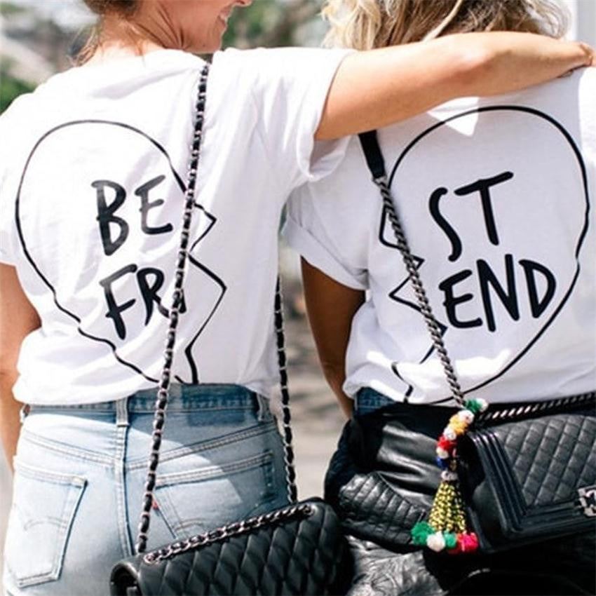 Best Friend Big Letter Print Scoop Top Tee - Meet Yours Fashion - 2