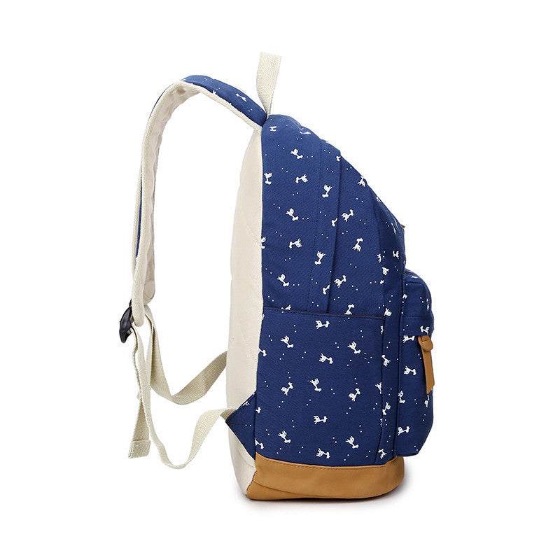 Giraffe Print Simple Fashion Canvas School Backpack - Meet Yours Fashion - 6