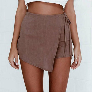Irregular Crossover Bandage Thin Hot Shorts - Meet Yours Fashion - 1