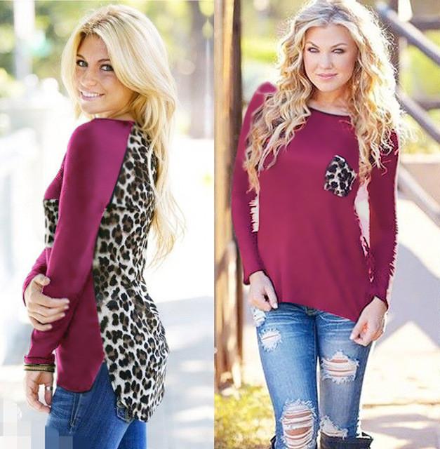 Scoop Leopard Print Long Sleeves Pockets Blouse - Meet Yours Fashion - 5