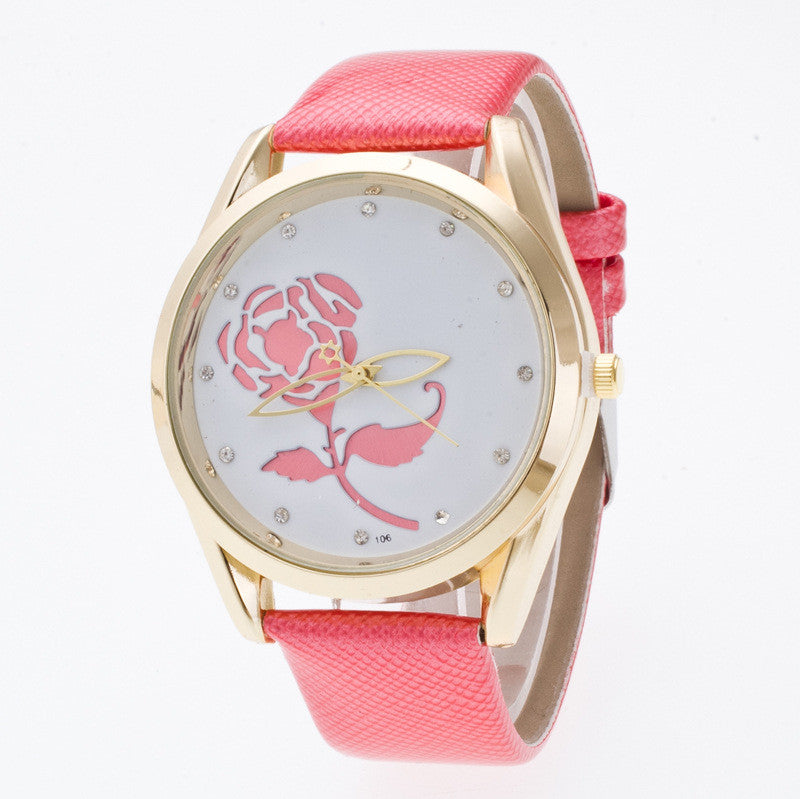 3D Rose Crystal Casual Watch