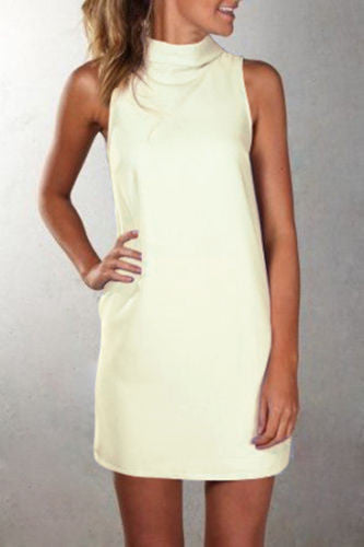 Pure Color Sexy O-neck Sleeveless Short Dress - Meet Yours Fashion - 1