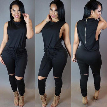 Backless Sexy Scoop Bandage Hollow Out Jumpsuits - Meet Yours Fashion - 1