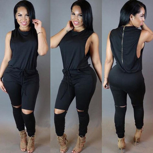 Backless Sexy Scoop Bandage Hollow Out Jumpsuits