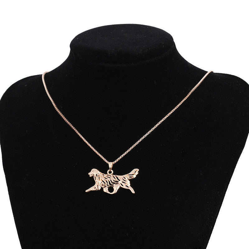 Europe Pop Lovers Contracted Engraved Dog Pendant Necklace Sweater Chain