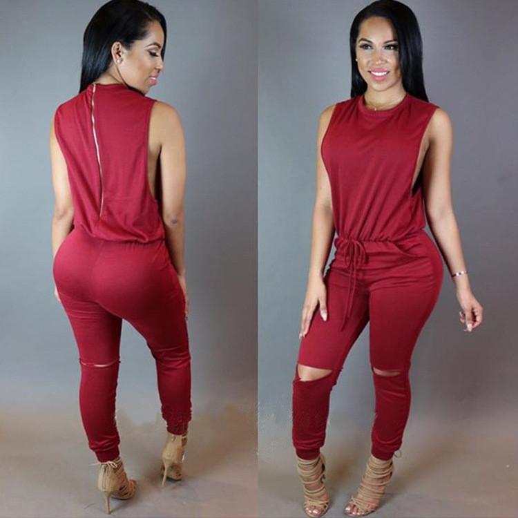 Backless Sexy Scoop Bandage Hollow Out Jumpsuits - Meet Yours Fashion - 4