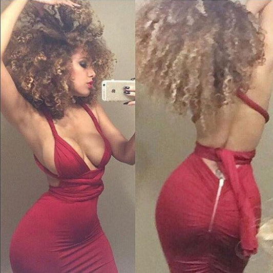 Clearance Sexy Backless Stretch Twisted Rope Club Dress