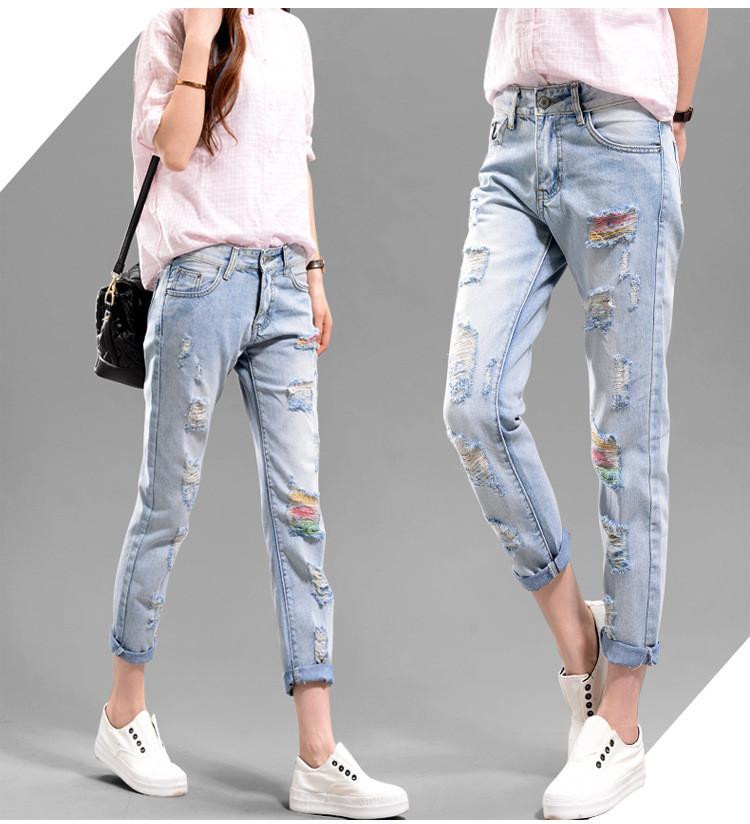 Holes Ripped Frayed Rolled Hem Slim Hot Beggar Jeans - Meet Yours Fashion - 4