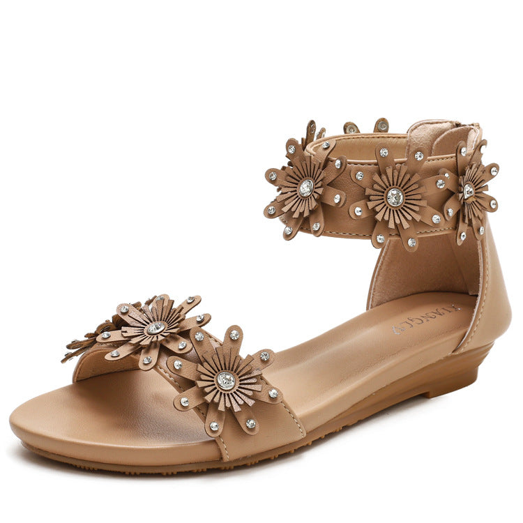 Floral Roman one line casual Sandals