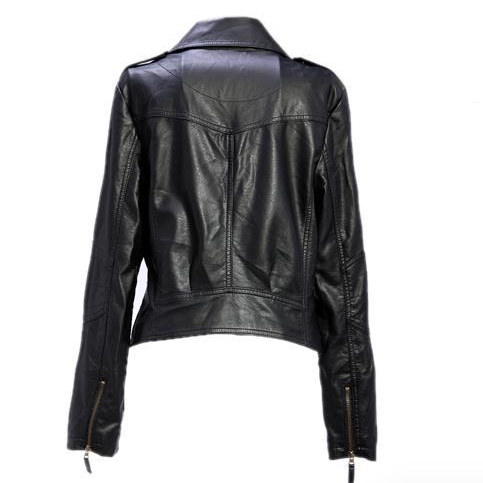 Women Black Zipper Moto Crop Slim Jacket - Meet Yours Fashion - 5