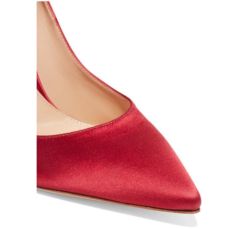 Sexy Red Strap Bow Pointed Toe Pumps