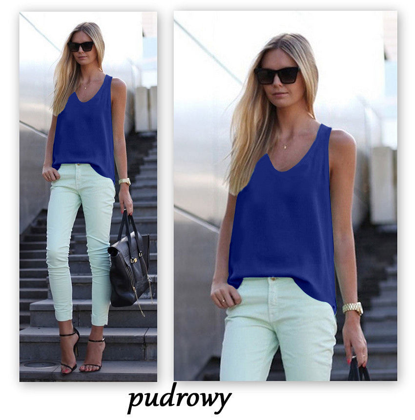 Pure Color Scoop Casual Sleeves Street Chic Vest - Meet Yours Fashion - 7