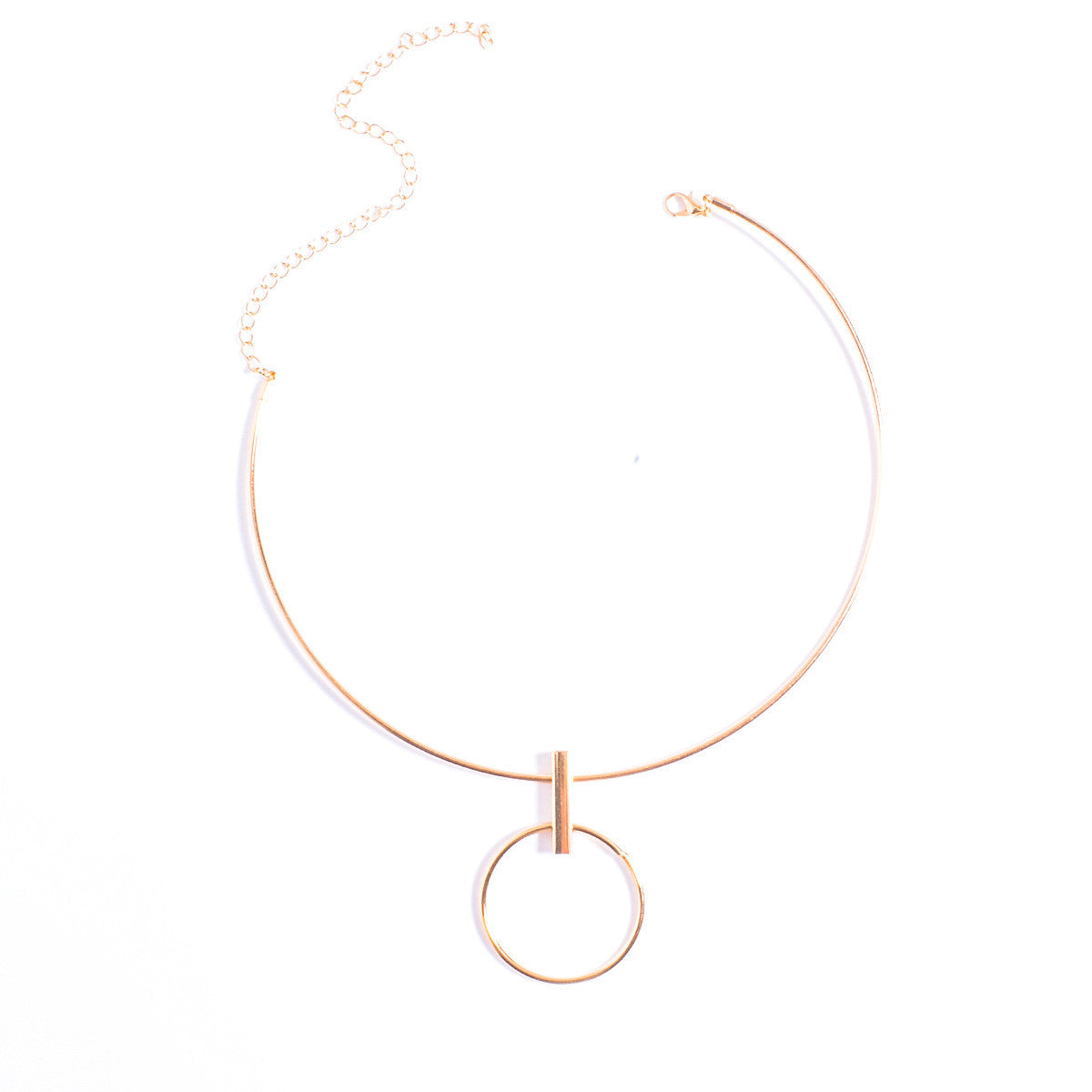 Geometric Copper Circle Pendant Necklace