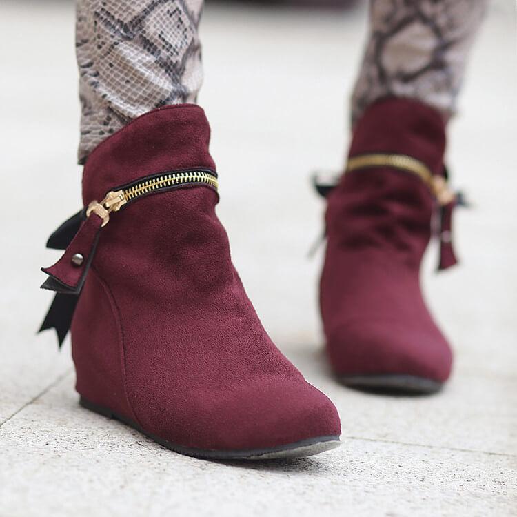  Suede Zipper Sorel Wedge Ankle Boots